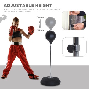 Sac de Box, Stand de Box cu Mănuși, Minge de Perforare, Minge de Box pentru Antrenament, 43x43x126-144 cm, Negru - Img 4