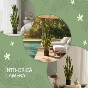 Sansevieria Artificială cu Ghiveci pentru Interior și Exterior cu 21 de Frunze Ajustabile, Ø20x90 cm - Img 7