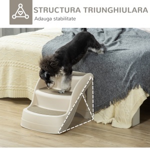Scarita pentru Caini Pliabila cu 3 Trepte Antiderapare, Scara pentru Animale Domestice, Catelusi, Pisici, din PP Bej - Img 6