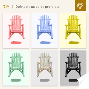 Scaun Balansoar de Gradina Stil Adirondack din Lemn, 66x96x98 cm - Img 8
