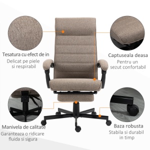 Scaun Birou – Rabatabil, Spatar inalt & Reglabil, Maro - Img 7