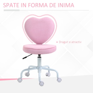 Scaun Birou Copii – Forma Inima, 5 Roti & Suport Rotativ - Img 5