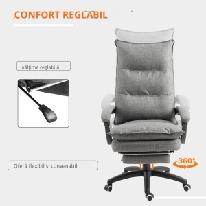 Scaun Birou Ergonomic – Masaj 6 Puncte & Reglabil, Gri - Img 6
