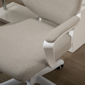 Scaun Birou Ergonomic cu Înălțime Reglabilă, Pivotant la 360° și Legănare, 62x69x92-100 cm, Bej - Img 9