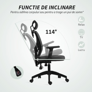 Scaun de Birou cu Inaltime Reglabila, 66x61x106-116cm, Gri Închis - Img 6