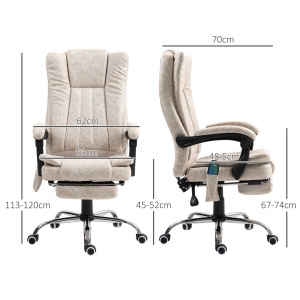 Scaun de Birou cu Masaj, Încălzire, Înălțime Reglabilă și Suport pentru Picioare, 62x70x113-120 cm, Crem - Img 3