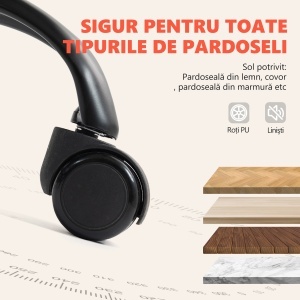 Scaun de Birou cu Masaj la 6 Puncte și Funcție de Încălzire, Reglabil 135° din Piele PU cu Suport pentru Picioare, Brațe Tapițate, Înălțime Reglabilă, Spătar Înalt, Gri Deschis - Img 9