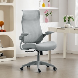 Scaun de birou ergonomic cu cotiere reglabile și tetieră, gri - Img 2