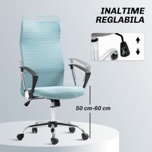 Scaun de Birou Ergonomic cu Înălțime Reglabilă și Spătar din Plasă, Verde - Img 4