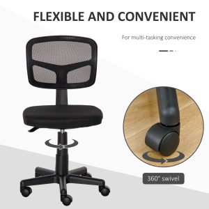 Scaun de Birou Ergonomic din Plasa, Negru - Img 6