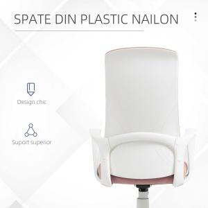 Scaun de birou ergonomic și căptușit, cu înălțime ajustabilă și balans, 62x56x110-119,5 cm, roz - Img 6