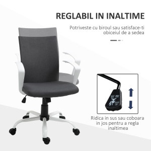Scaun de Birou Ergonomic și Pivotant pentru Birou, Gri Închis - Img 4