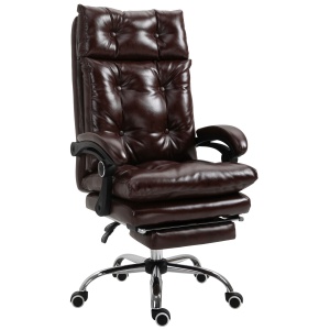 Scaun de Birou Ergonomic Suport pentru picioare Detasabil Inaltime Reglabila Maro - Img 1