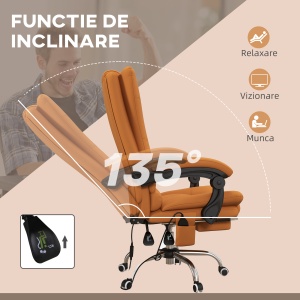 Scaun de Birou Masaj cu Vibratii Caldura Scaun de Calculator Suport pentru Picioare Cotiera Spatar Rabatabil Maro Deschis Pentru scoala computer mobila de studiu ergonomic pentru birou munca modern contemporan dormitor ergonomic cu masaj - Img 6