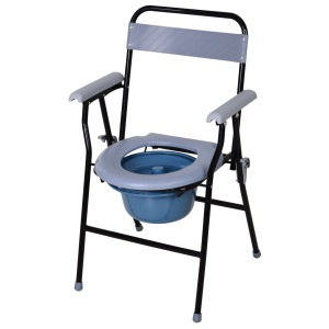 Scaun de Toaletă Pliabil cu Găleată Detașabilă pentru Vârstnici și Persoane cu Dizabilități, 52x50x75 cm, Negru - Img 1