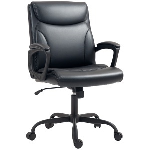 Scaun Directorial din Piele Ecologică cu Înălțime Reglabilă și Roți Pivotante, 60x68x105 cm, Negru