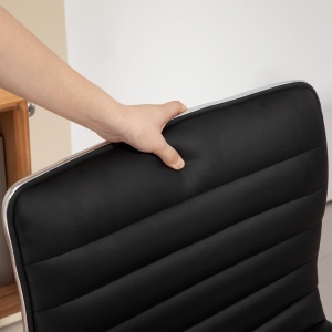 Scaun Ergonomic de Birou din Piele Ecologică cu Înălțime Reglabilă, Șezut Rotativ și 5 Rotile, 48x52x90 cm, Negru - Img 8