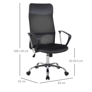 scaun ergonomic de birou, insertie plasa, negru - Img 3