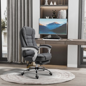 Scaun Ergonomic de Birou Reglabil cu Suport pentru Picioare, Spătar Înalt și Brațe, 65x70x115-123 cm, Gri - Img 2