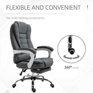 Scaun Ergonomic de Birou Reglabil cu Suport pentru Picioare, Spătar Înalt și Brațe, 65x70x115-123 cm, Gri - Img 7