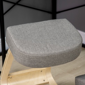 Scaun ergonomic din lemn cu perna captusita din spuma de cauciuc, 51x69x58, Gri - Img 8