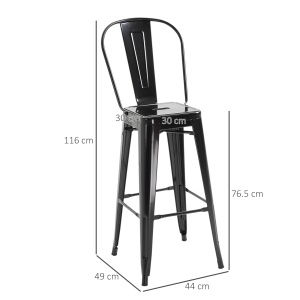 Scaun Metalic Solid si Stivuibil, 44x46x116 cm, negru - Img 3