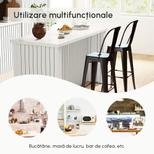 Scaun Metalic Solid si Stivuibil, 44x46x116 cm, negru - Img 8