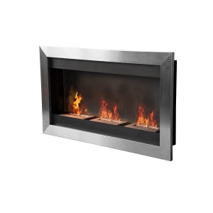 Șemineu cu Bioetanol pentru Perete cu 3 Arzătoare din Inox 1.5LT 110 x 63 x 16cm