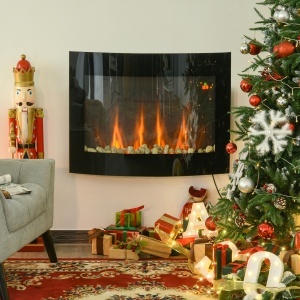 Șemineu Electric de Perete din Inox și Sticlă Temperată, Putere 900W/1800W, Design Modern pentru Casă și Birou - Img 2