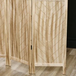 Separator de Cameră cu 3 Panouri, Ecran de Confidențialitate Pliabil Portabil pentru Interior din Lemn Masiv, Despărțitor de Perete, 120x170x1.6 cm, Natural - Img 9