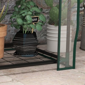 Sera de Balcon cu 3 Niveluri și Ușă Rulantă, Sera pentru Grădină cu Structură din Oțel și Acoperiș din PVC, pentru Plante, Legume, Flori, Fructe, 59x39x127 cm, Transparentă - Img 8