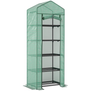 Seră de grădină balcon etajere seră 5 niveluri 0,69 x 0,49 x 1,93 m oțel folie rulabilă PE verde - Img 1