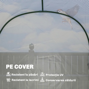 Seră de Grădină cu Rafturi și Ușă Rulabilă, Seră pentru Grădină cu Cadru din Oțel, Acoperiș din PE Anti-UV, pentru Legume, Flori și Plante, 123x187x189 cm, Alb - Img 5