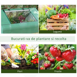 Seră de Grădină din Oțel cu Acoperire din PE, Uși Rulabile și Ferestre, 180x140x80cm, Verde - Img 7