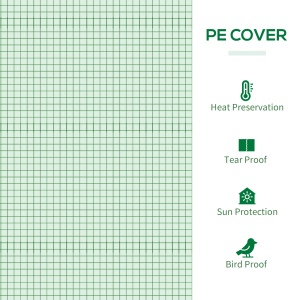 Sera de gradina din PE si otel cu 4 carlige, 2 ferestre laterale si copertina superioara ranforsata, 200x77x148-169 cm - Img 4