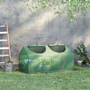 Seră de Grădină Tip Cabană cu Acoperiș din PE, Seră pentru Grădină cu Țăruși și Margini Extinse, 120x60x60 cm, Verde - Img 2