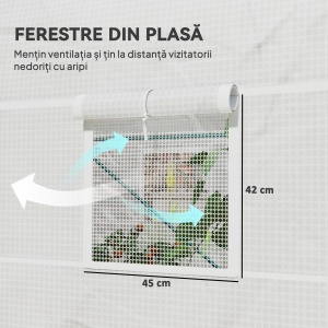 Seră de Grădină Tip Tunel cu Cadru din Oțel și 4 Ferestre în PE 2.5x2x2m, Alb - Img 6