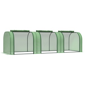 Sera de Gradina tip Tunel din Otel si Plastic PP cu Usi care se Ruleaza 295x100x80 cm, Verde - Img 1