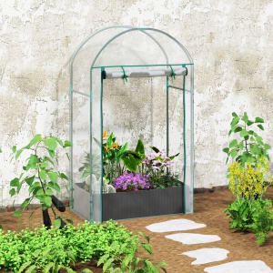 Seră pentru Grădină cu Ușă Pliabilă pe Balamale și Sac pentru Plante, 89x50x152 cm, Transparent - Img 9