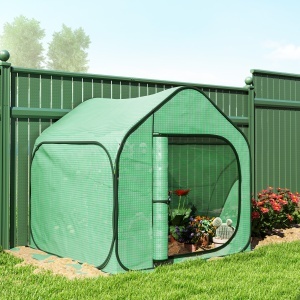 Sera pentru Gradina Metal+PE – 150×148×148 cm Verde, Usa Fermoar - Img 9