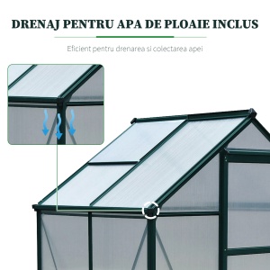 sera pentru plante pentru utilizare in curte/in aer liber, cu fereastra si usa, cadru din aluminiu, placa de calculator - Img 7