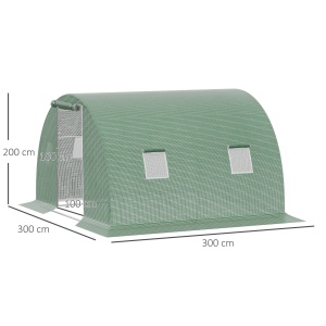 Sera tunel de gradina cu protectie din PE, Usa cu incuietoare si 4 ferestre, verde - Img 3