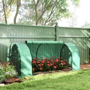 Sera Tunel din Otel si cu Capac din PVC, 200x100x80 cm, Transparent si Verde - Img 9