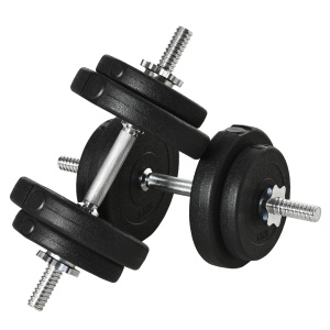 Set 2 Gantere Greutăți de 25 kg Total cu 12 Discuri din Oțel și Plastic, 43x18x7,5 cm, Negru