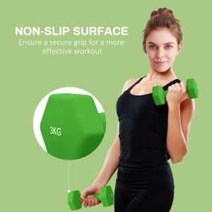 Set 2 Greutăți Hexagonale cu Gantere Pereche cu Prindere Antiderapantă pentru Antrenament de Fitness Acasă, 18x7x7 cm, Verde - Img 6