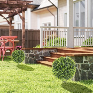 Set 2 Plante Artificiale de Buxus de 40 cm cu Tija Integrată pentru Interior și Exterior, Verde - Img 2