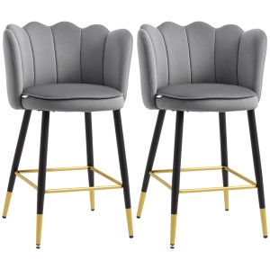 Set 2 Scaune de Bar – inaltime Mare cu Spatar & Suport