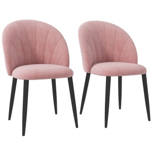 Set 2 Scaune Tapitate din Catifea, Design Nordic și Ergonomic, 52x54x79 cm, Roz - Img 1