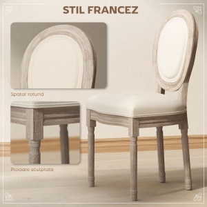Set 2 Scaune Vintage – Capitontate, Alb, pentru Sufragerie - Img 4