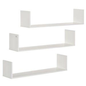 Set 3 Rafturi Perete MDF Alb - 80×18×18 cm – Pentru Obiecte Decor & Depozitare - Img 1
